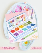 Load image into Gallery viewer, Collection of 4 Valentine&#39;s Day Classroom Cards. Illustrated By Naava (Print at home)
